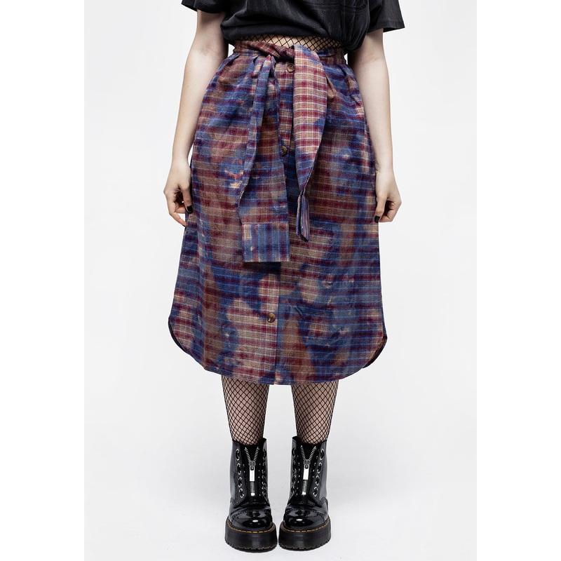 Bleach Shirt Sleeve Tie Midi Skirt