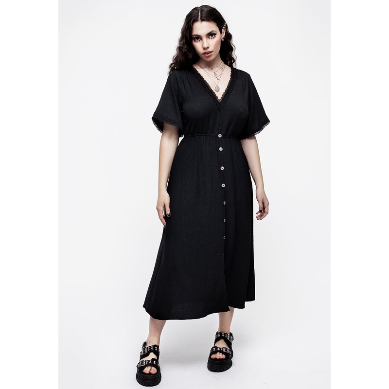 Corruption Crinkle Button Down Midi Dress