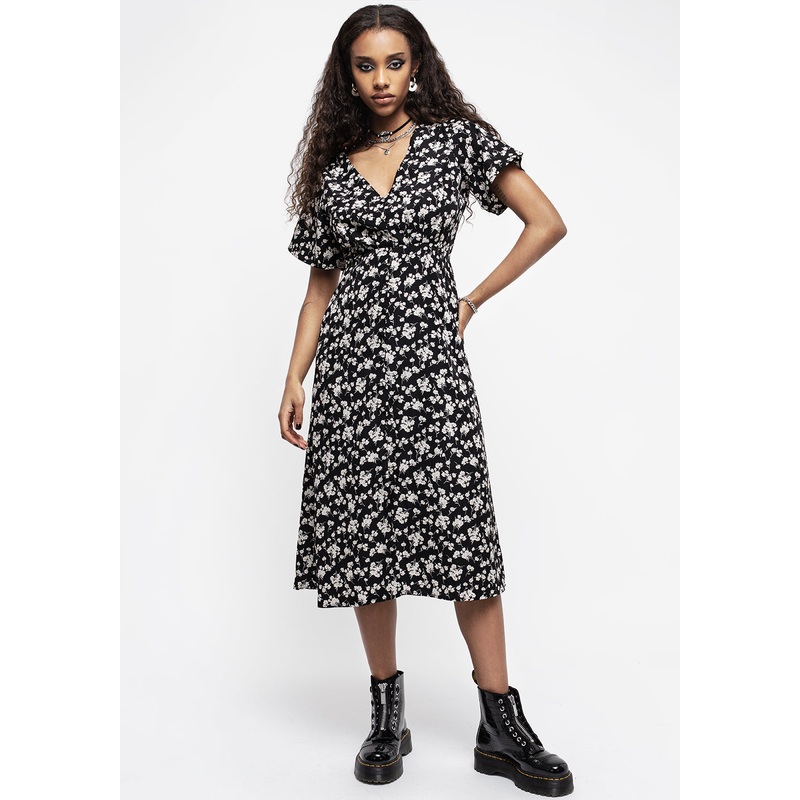 Demeter Print V-Neck Button Down Midi Dress