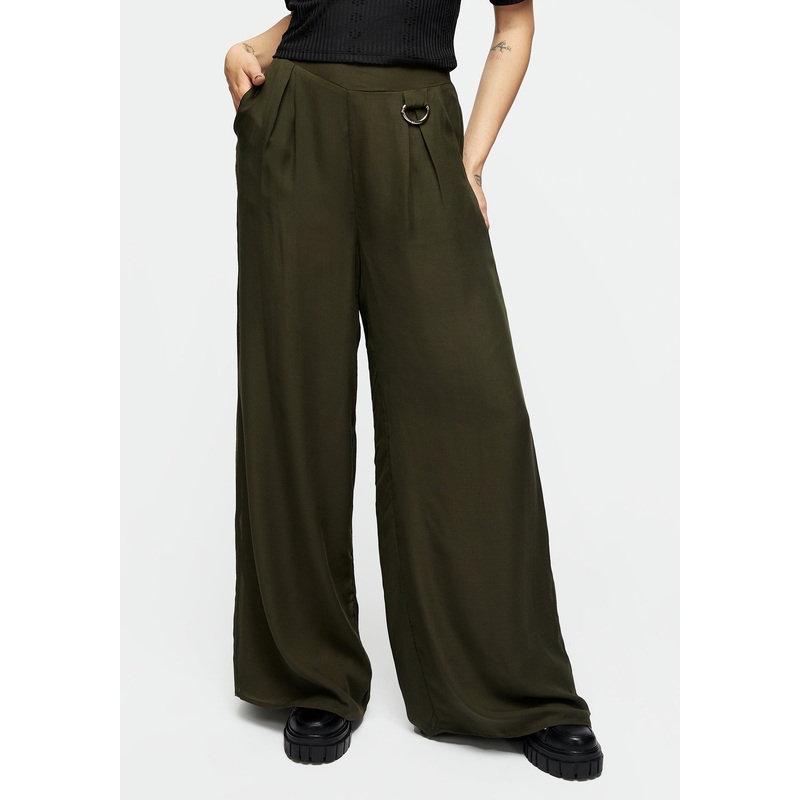 Descensum Wide Leg Green Trousers