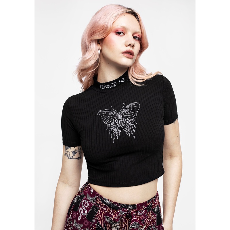 Dolore Rib Embroidered Crop Top