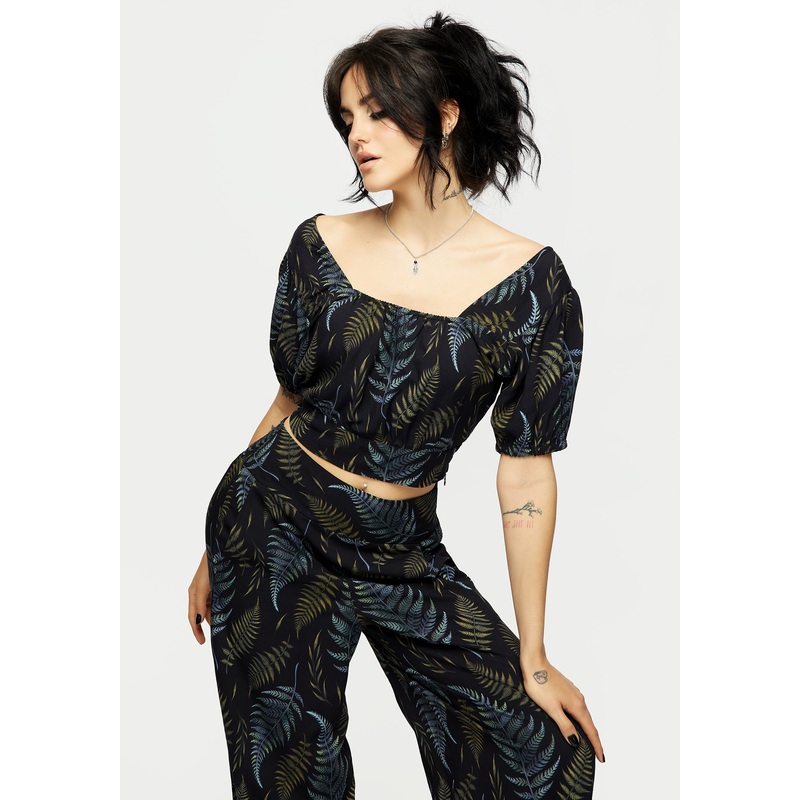 Frond Print Crop Top