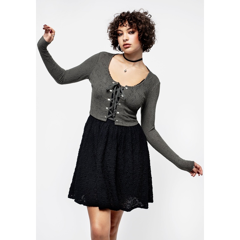 Laurel Lace Up Long Sleeve Crop Top