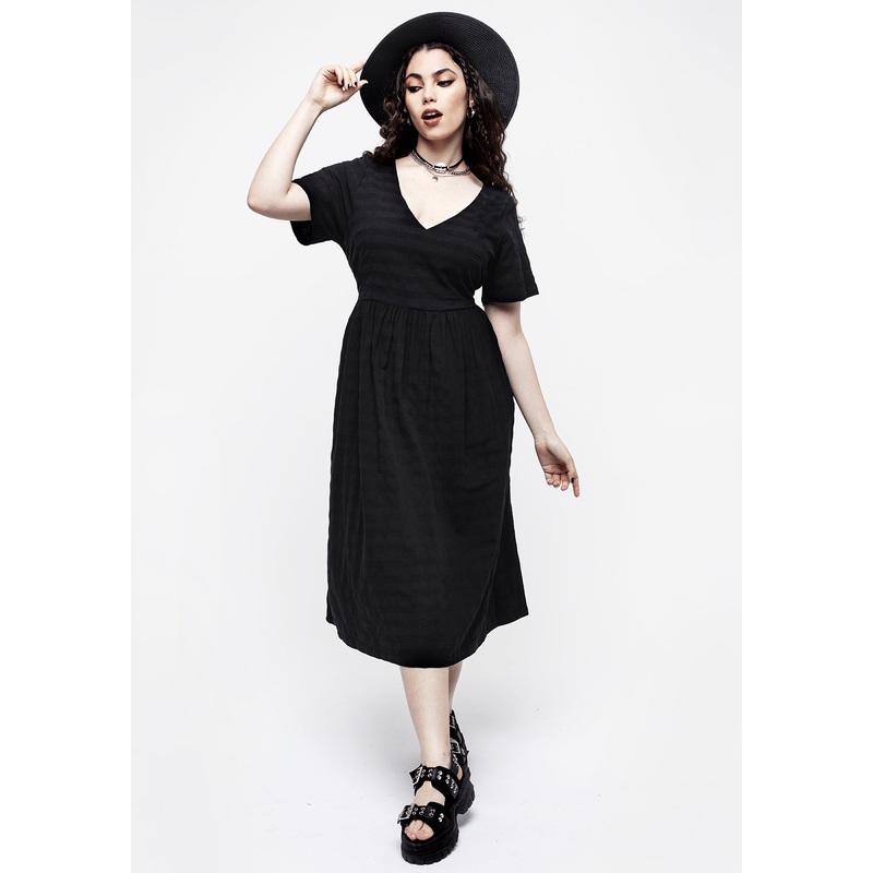 Lithium Check Smock Tie Back Midi Dress