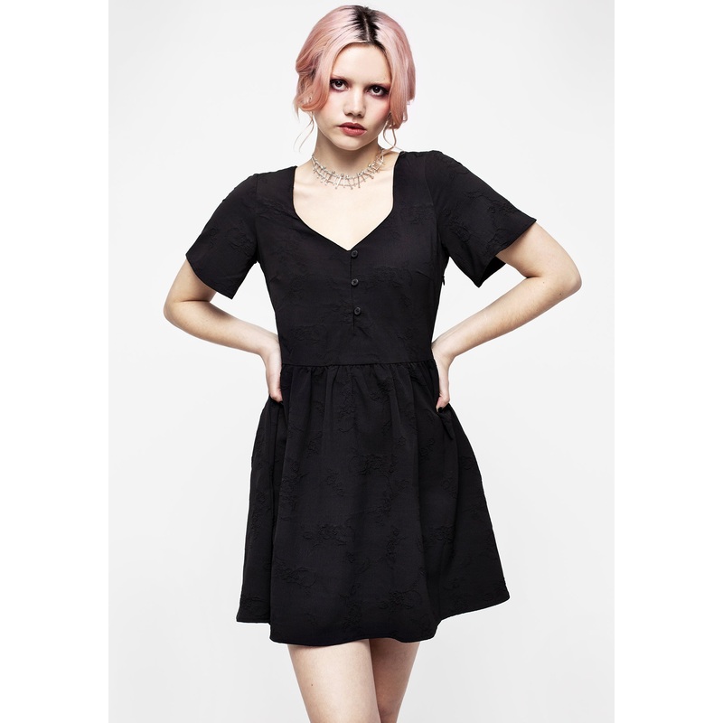 Medea Button Jacquard Floral Mini Dress