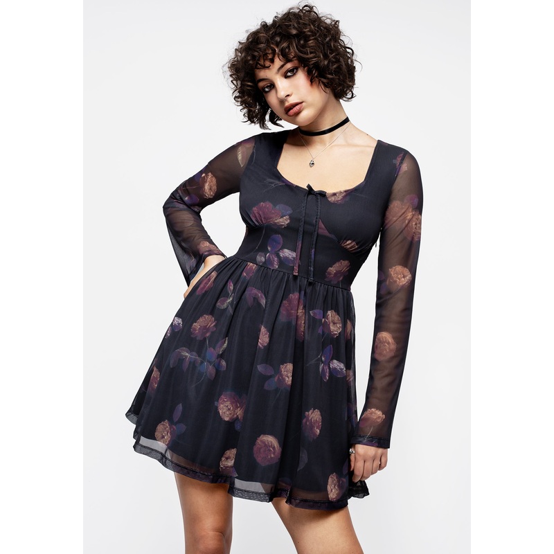 Monica Floral Mesh Skater Dress