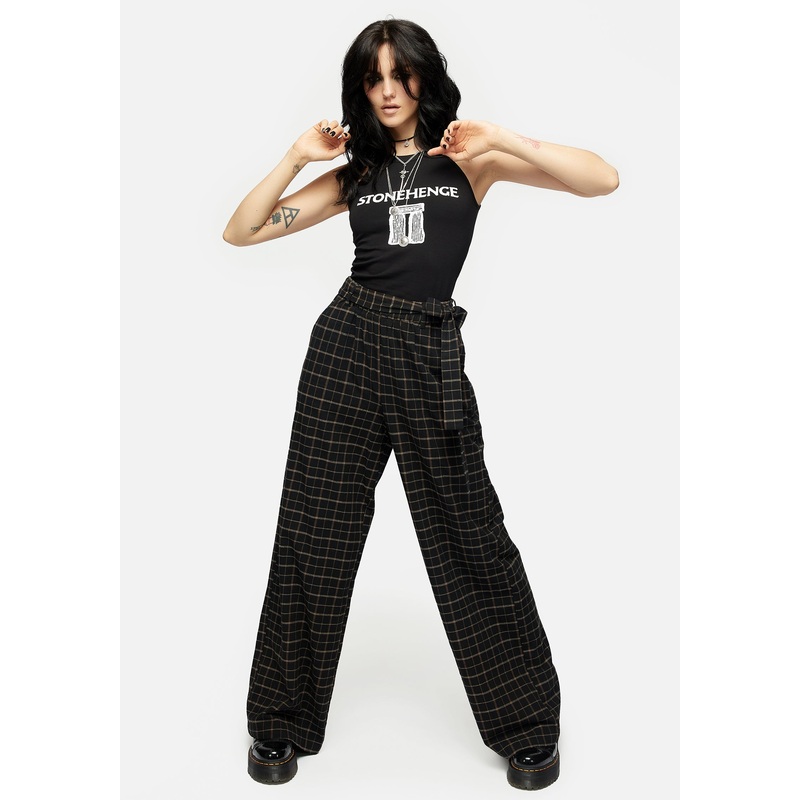 Ransom Tie Waist Check Trousers