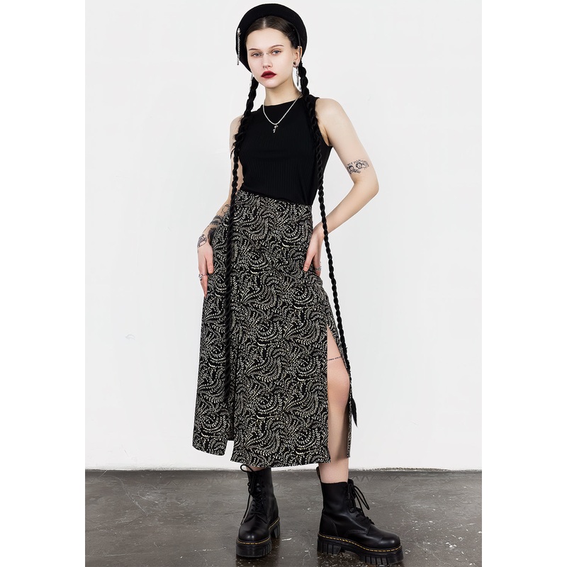 Tendril Split Midi Skirt