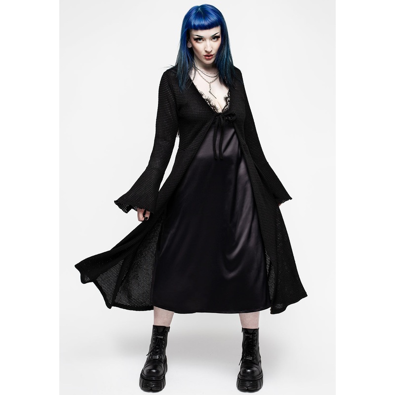 Xana Textured Tie Front Long Cardigan