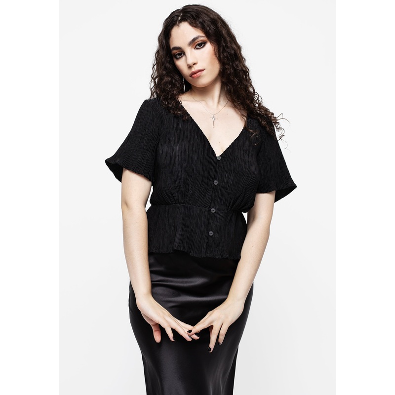 Algea Crinkle Button Up Top