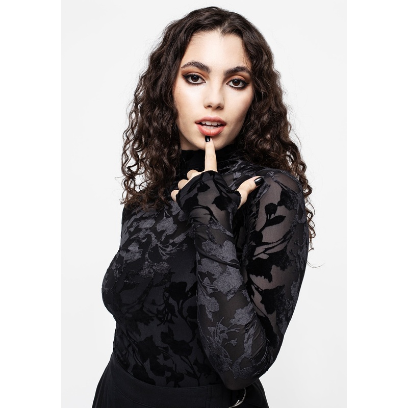 Ava Devor High Neck Mesh Top