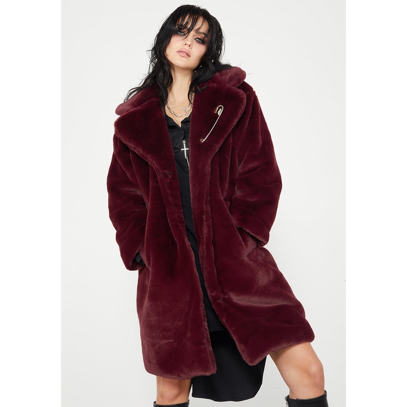 Creature Oversized Fur Coat – Plum