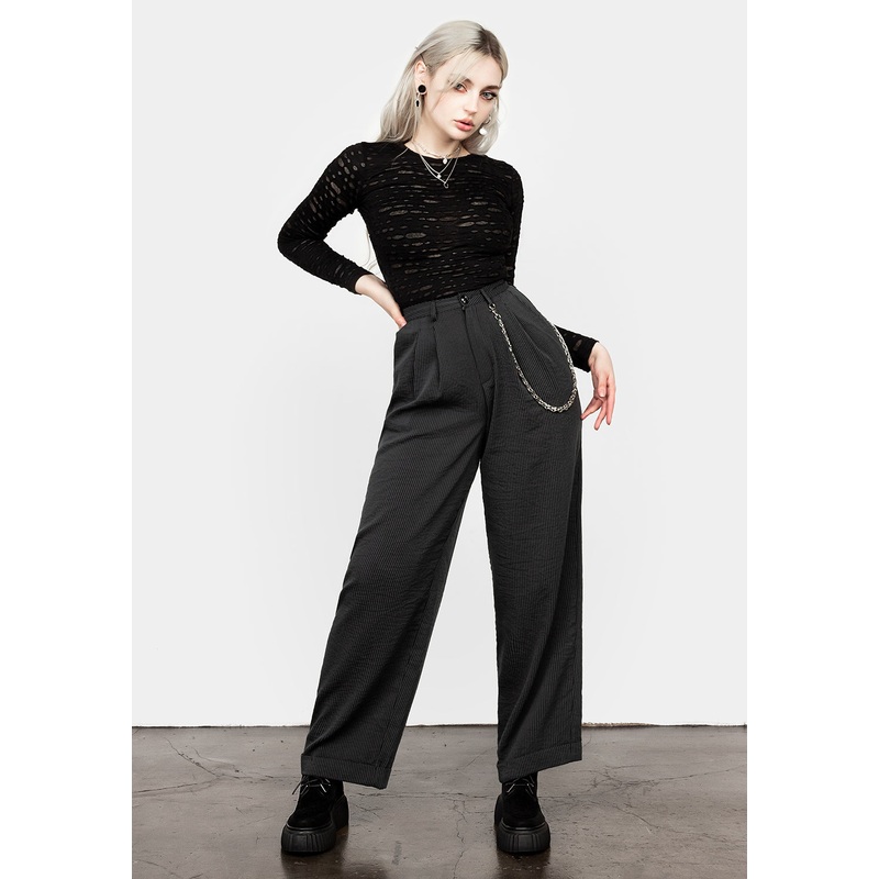 DANDY STRIPED TROUSERS WITH CHAIN
