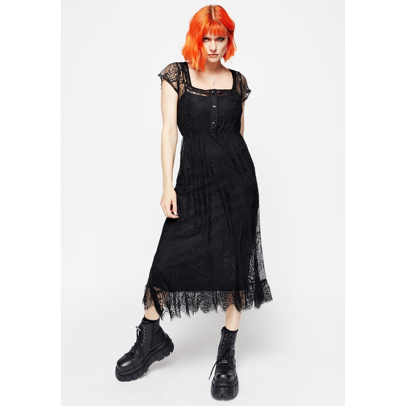 Delilah Capped Sleeve Lace Midi Dress
