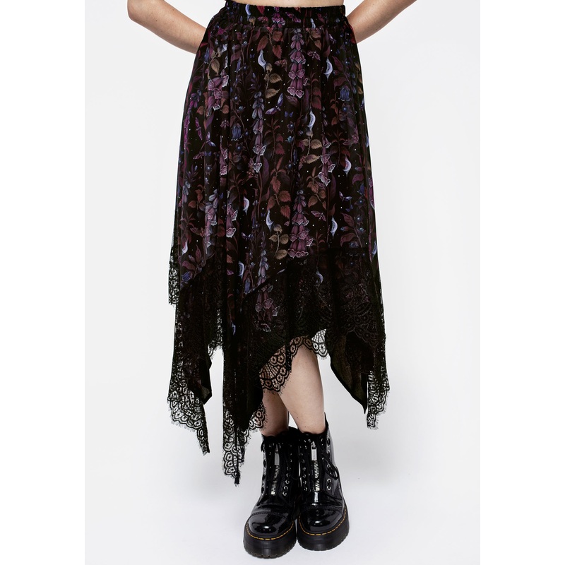 Foxglove Chiffon Handkerchief Hem Skirt