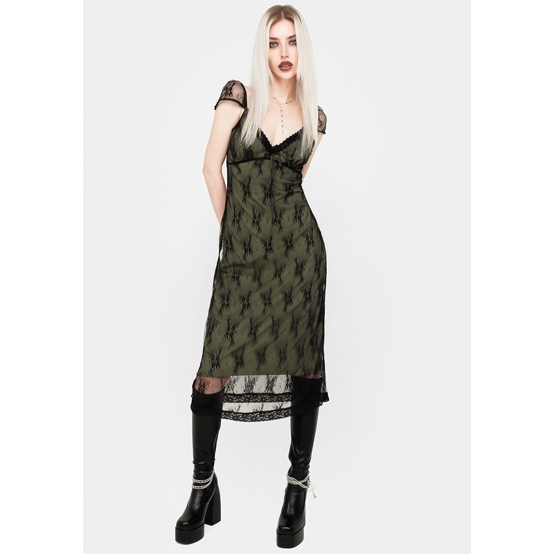 Gladioli Stretch Lace Midi Dress