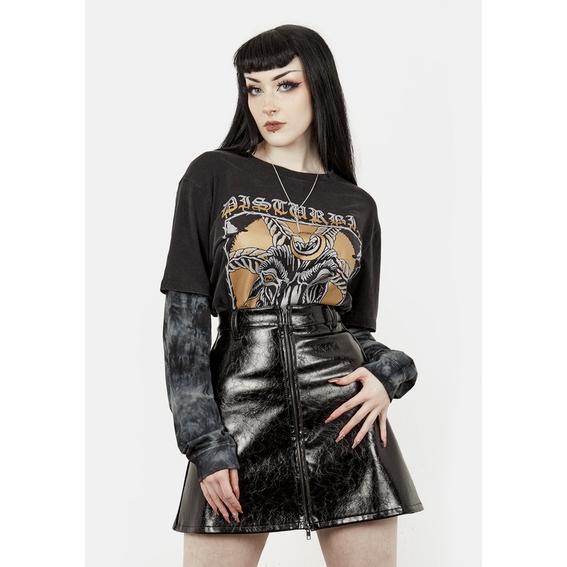Hellraisa Faux Leather A-Line Skirt