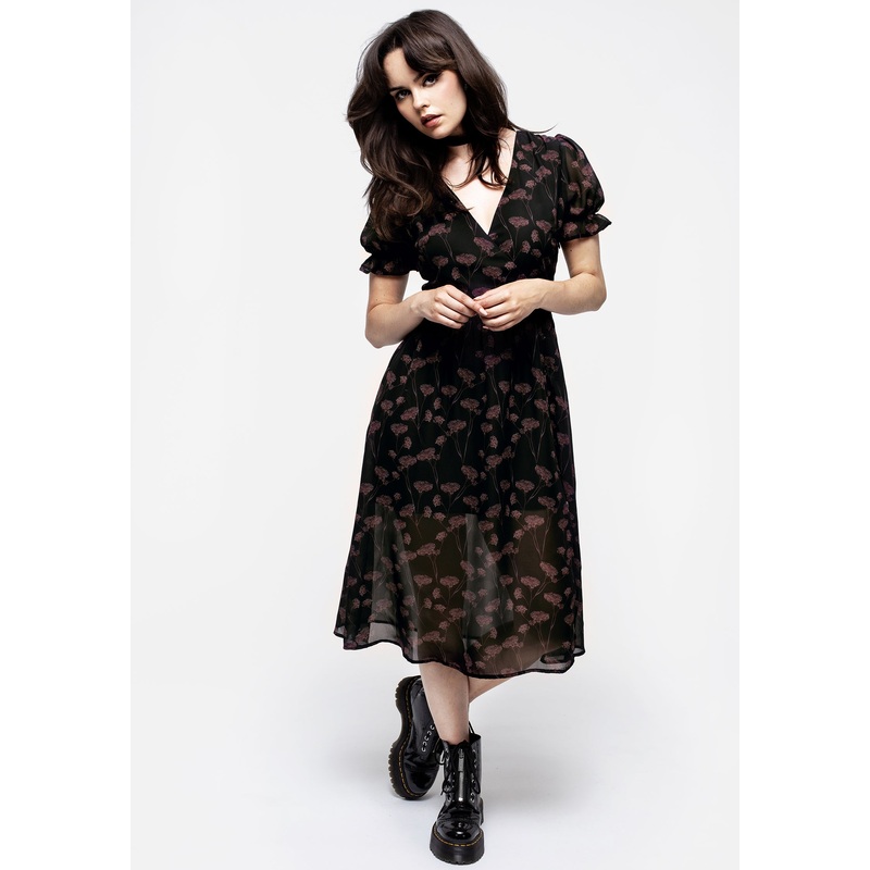 Judas V-Neck Button Midi Dress