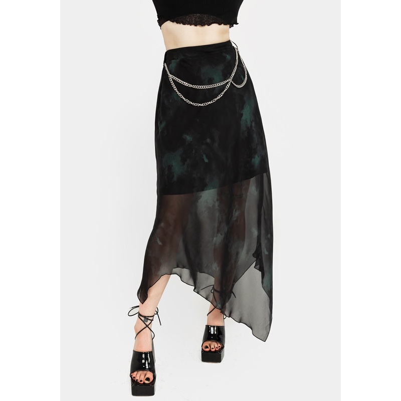 Lichen Chiffon Midaxi Skirt With Belt