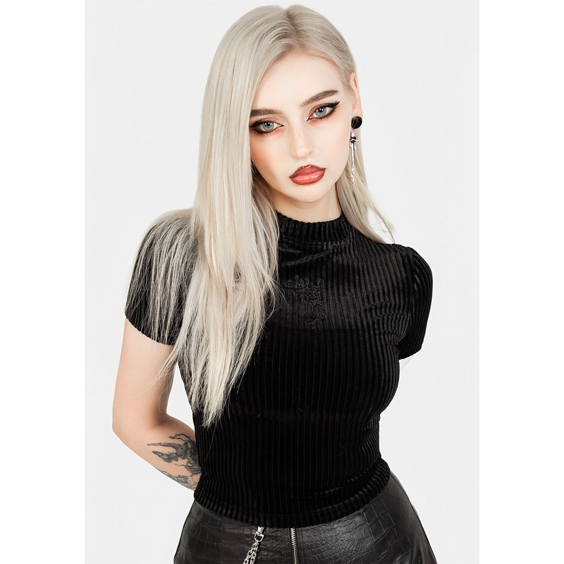 Rosaline Velour Rib Crop Top