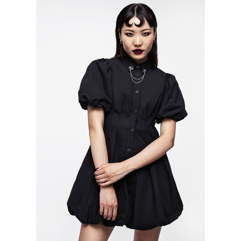 Skeleton Collar Bubble Hem Mini Dress