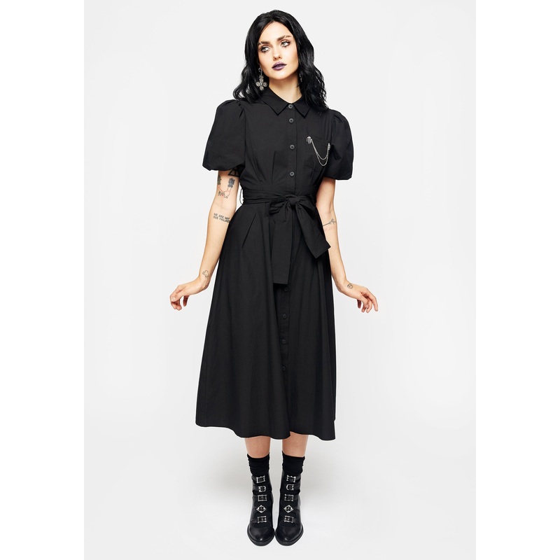 Skeleton Collar Midi Shirt Dress