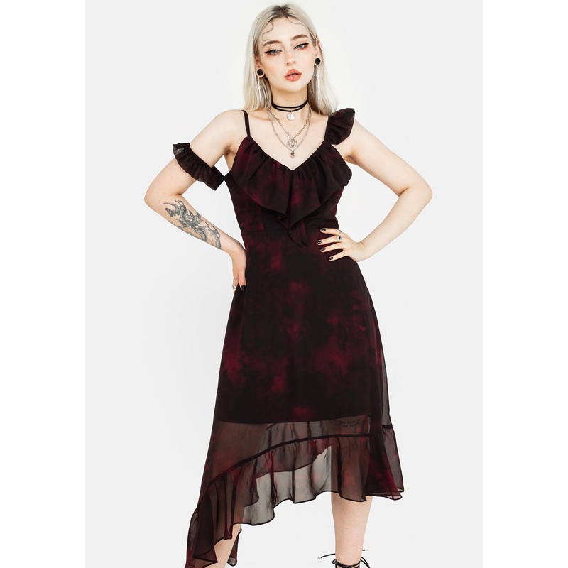 Vesta Asymmetric Chiffon Midaxi Dress