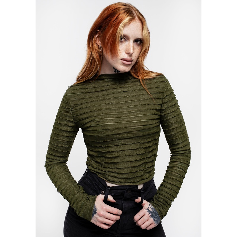 Vitae Striped Crop Top – Green