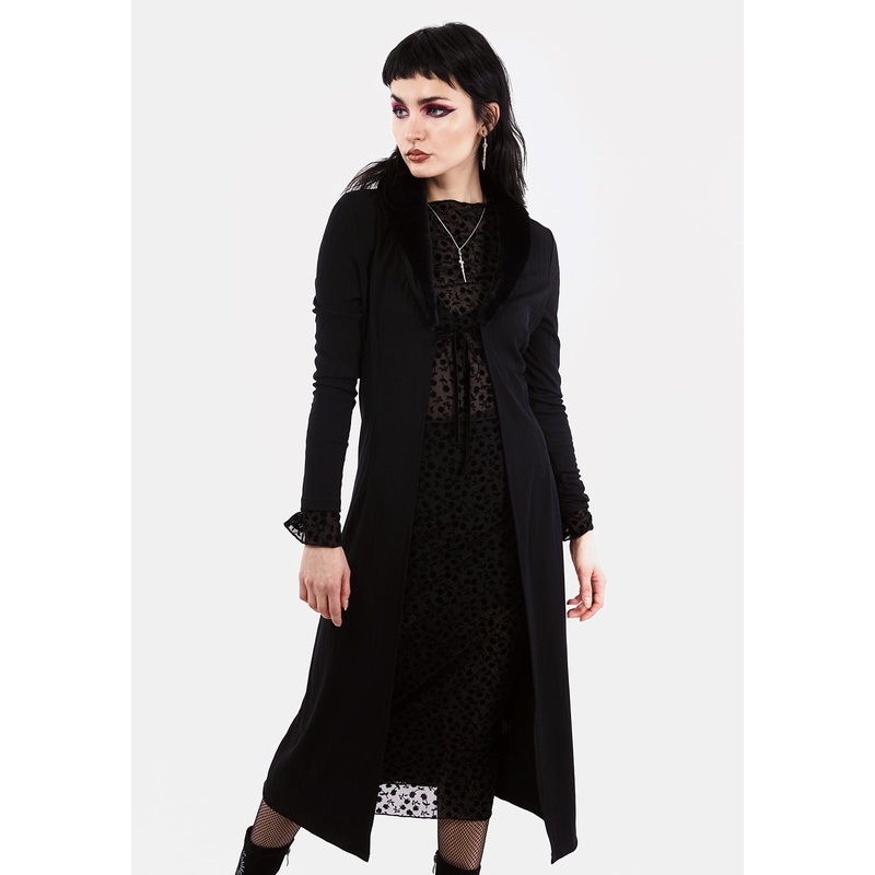 WOOLFE LONGLINE FAUX FUR CARDIGAN