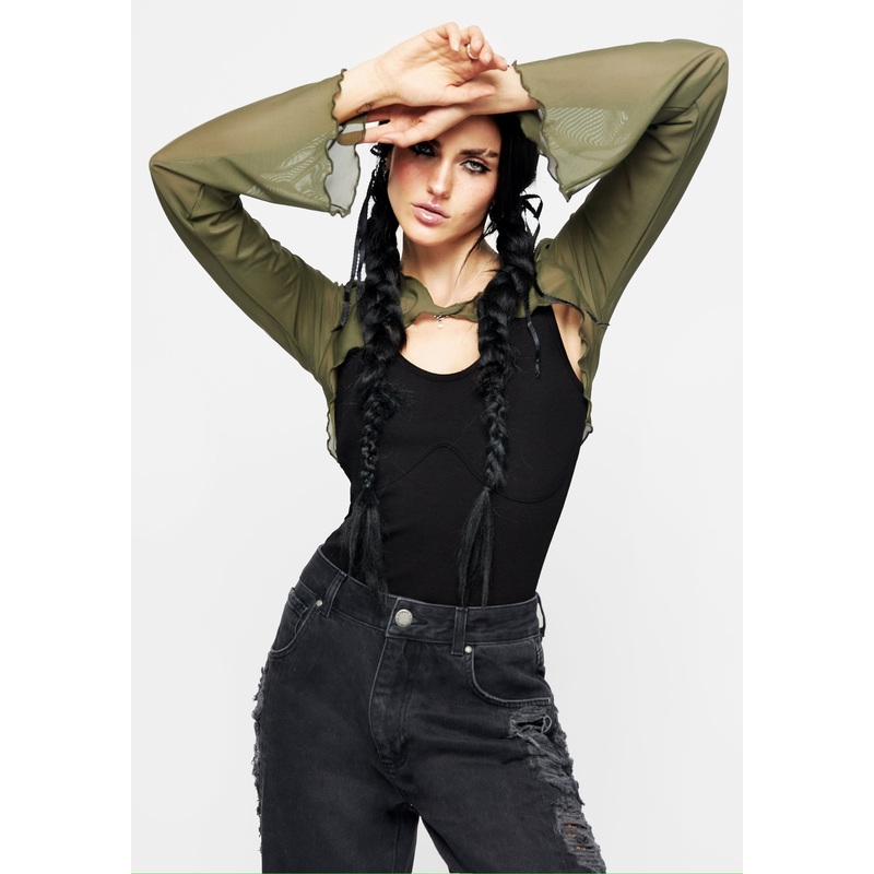 Yvaine Mesh Long Sleeve Bolero Top