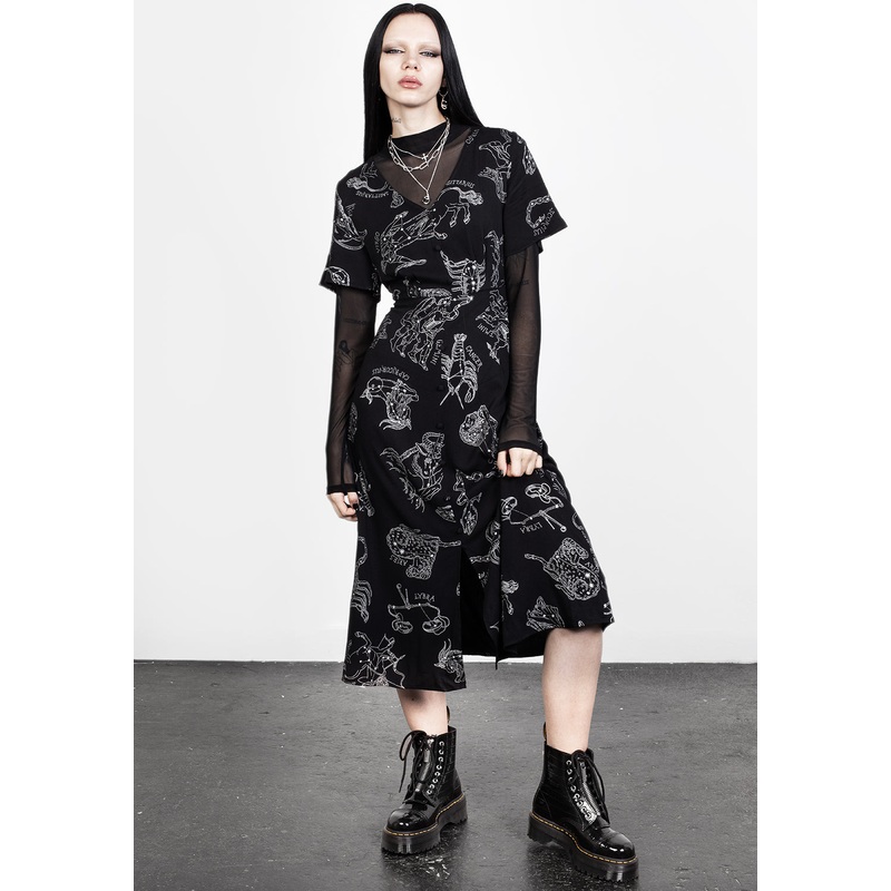 Zodiac Short Sleeve Midi Dress