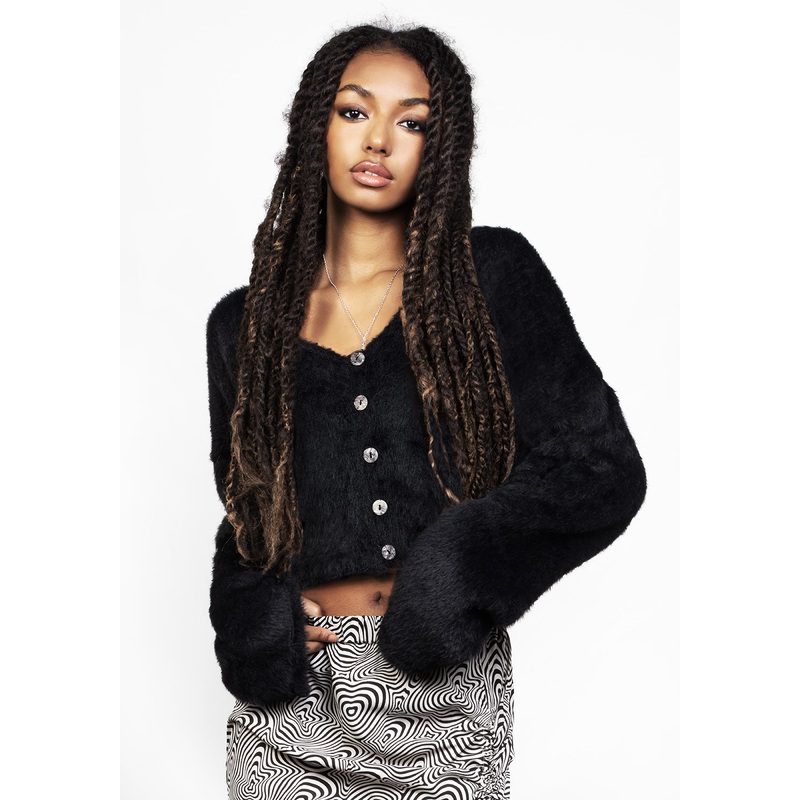 Binx Fluffy Relaxed V-Neck Cardi