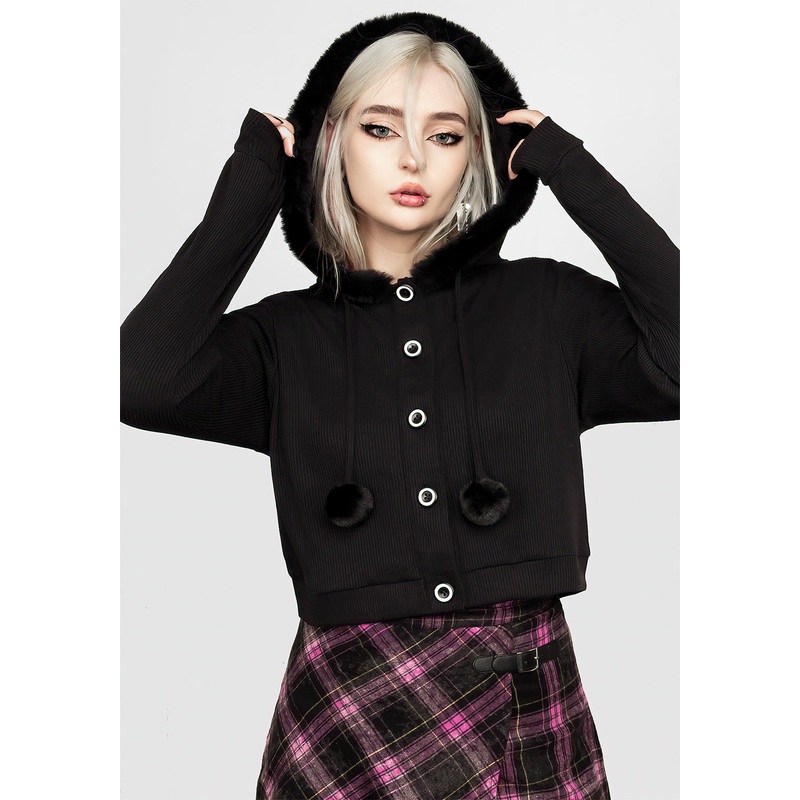 Charlotte Pom Pom Hooded Cardigan