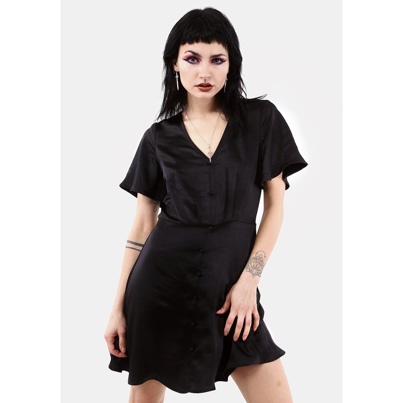 DAMOZEL FIT AND FLARE V NECK MINI DRESS