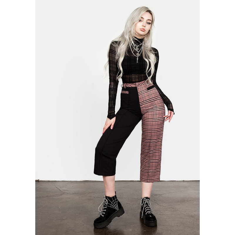 LOVEBUZZ SPLICED CROP TROUSERS