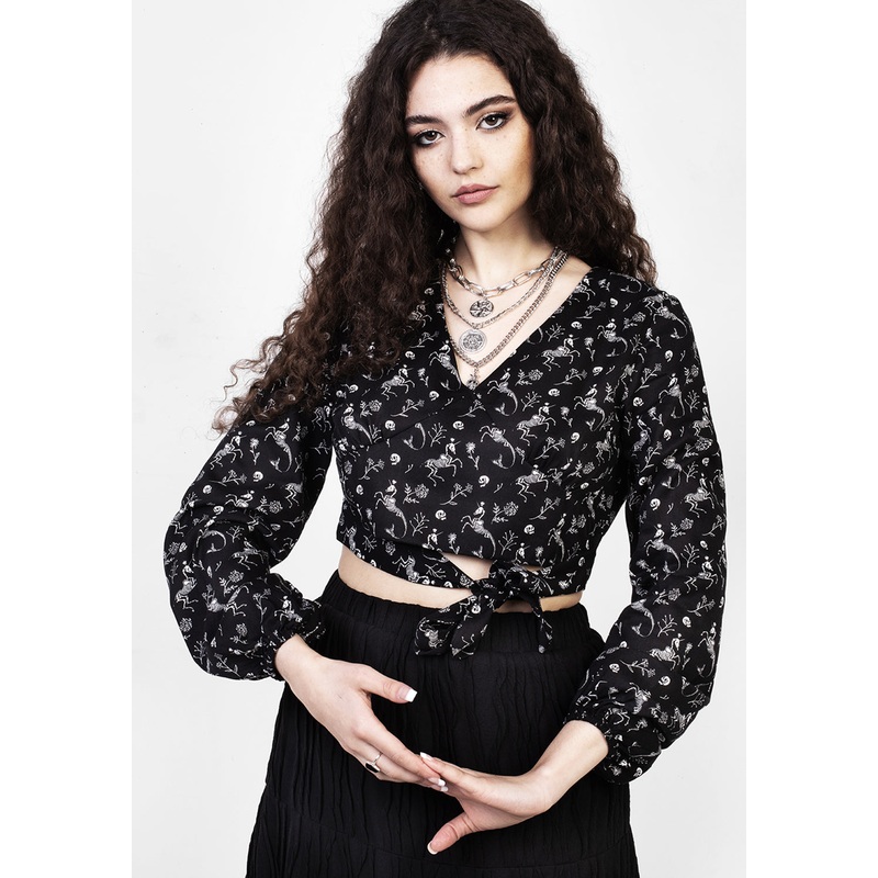 MAKEBELIEVE TIE FRONT CROP TOP