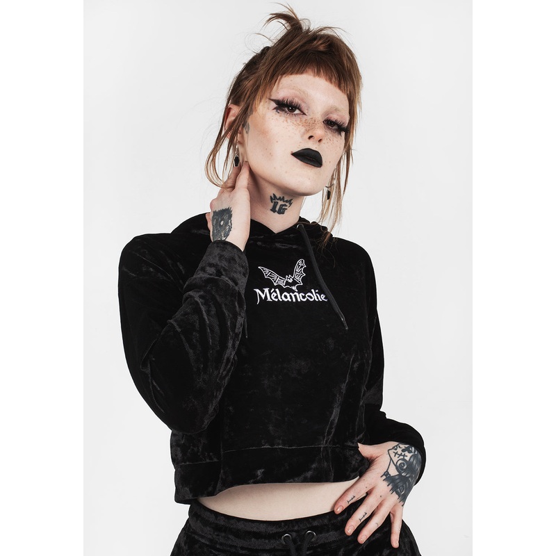Noughty Crop Velour Hoody
