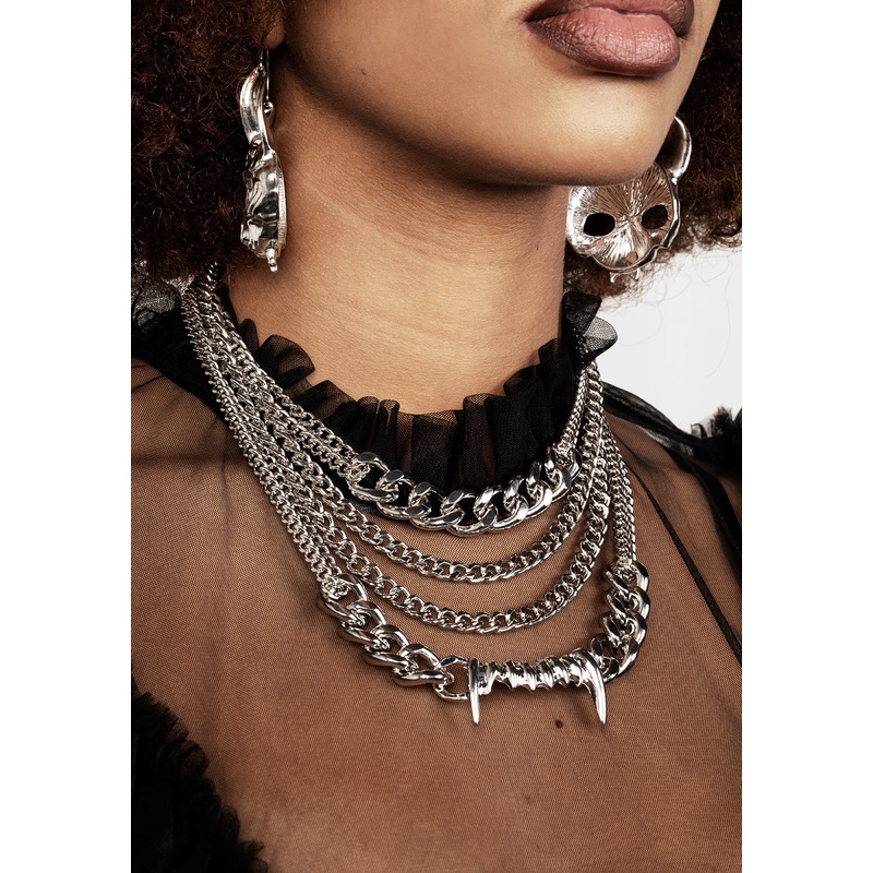 Teeth Layered Multichain Necklace