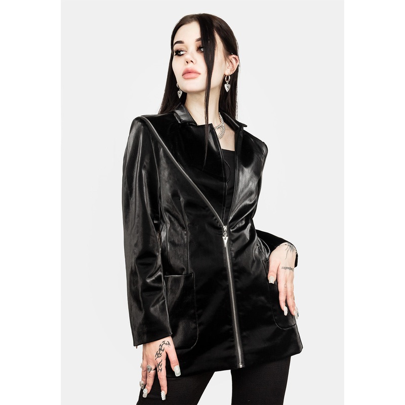 Aureole Faux Leather Blazer