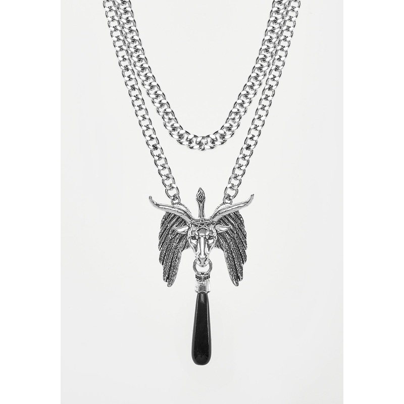 BAPHOMET BLACK AGATE CHAIN CHOKER