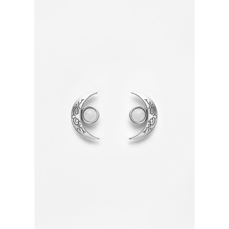 CRESCENT MOONSTONE STUDS