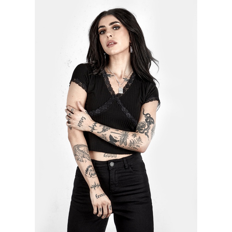 ELENA LACE TRIM TEE