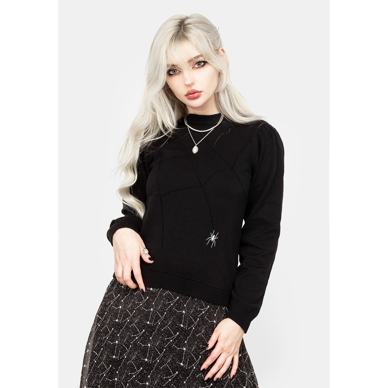 Lolth Puff Sleeve Crop Pointelle Jumper