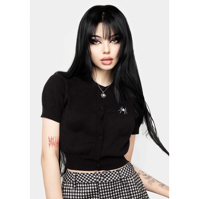 Lolth Short Sleeve Crop Pointelle Cardigan