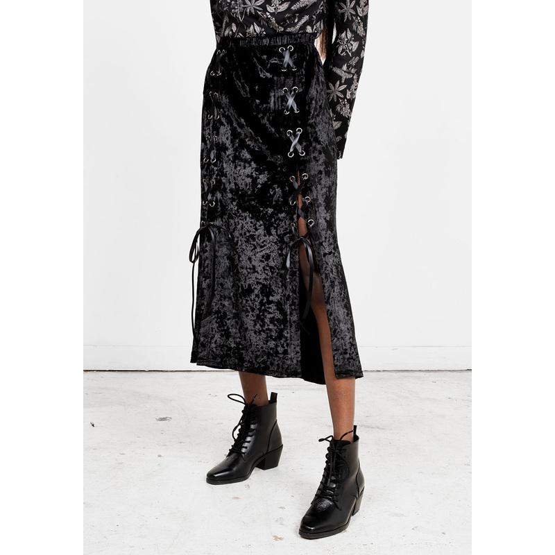 MALEFIC LACE-UP PANEL SKIRT
