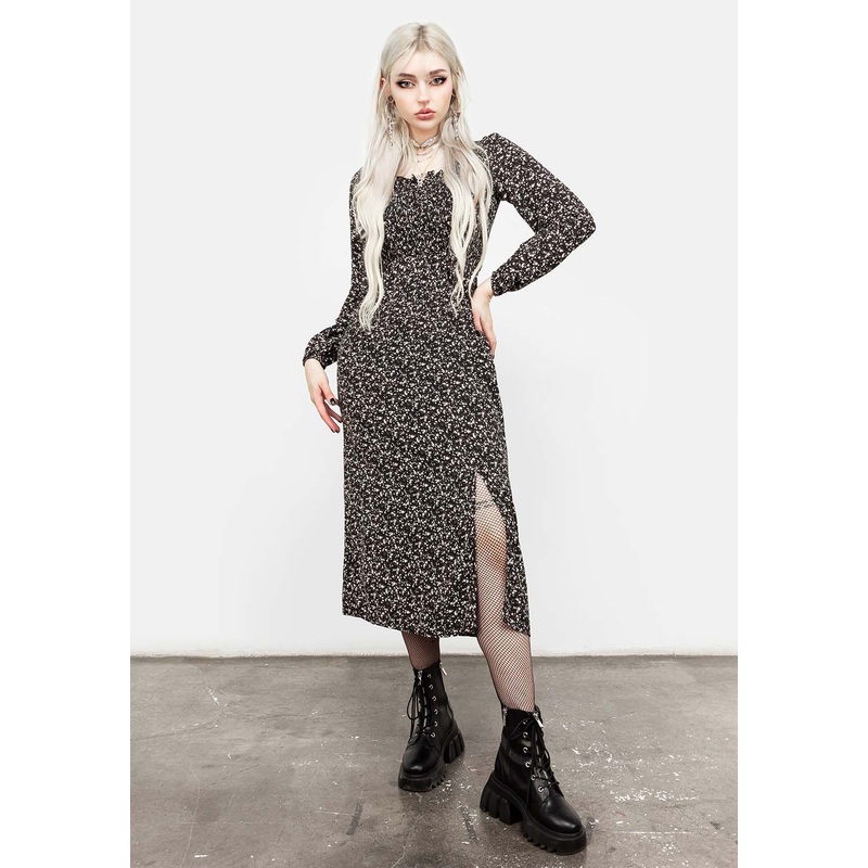 Milkweed Shirred Midi Dress