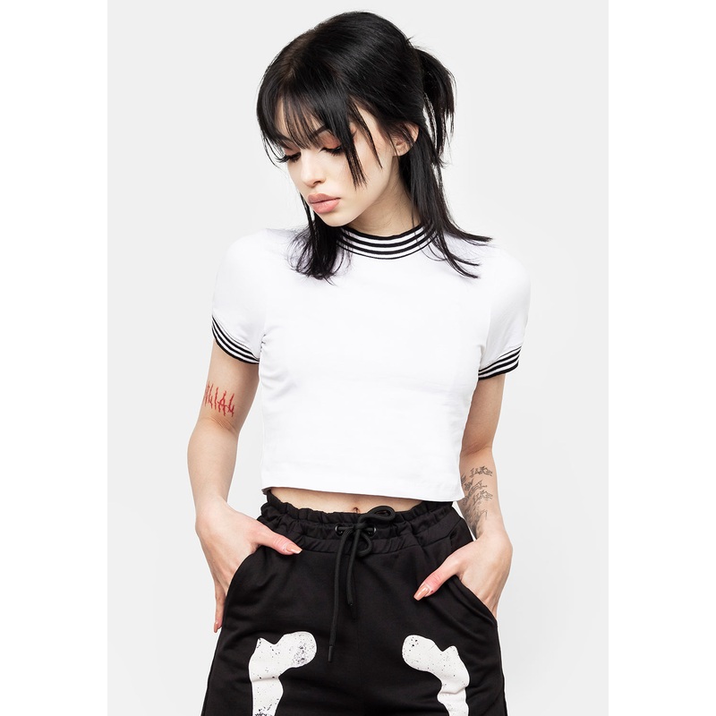 Monica White Crop Tee