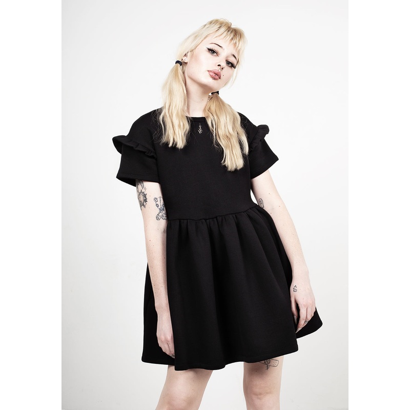 Power Frill Sleeve Skater Dress