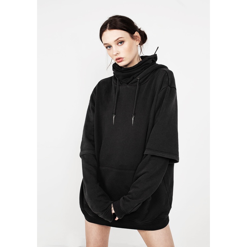 Spike Face Cowl Washed Hoody