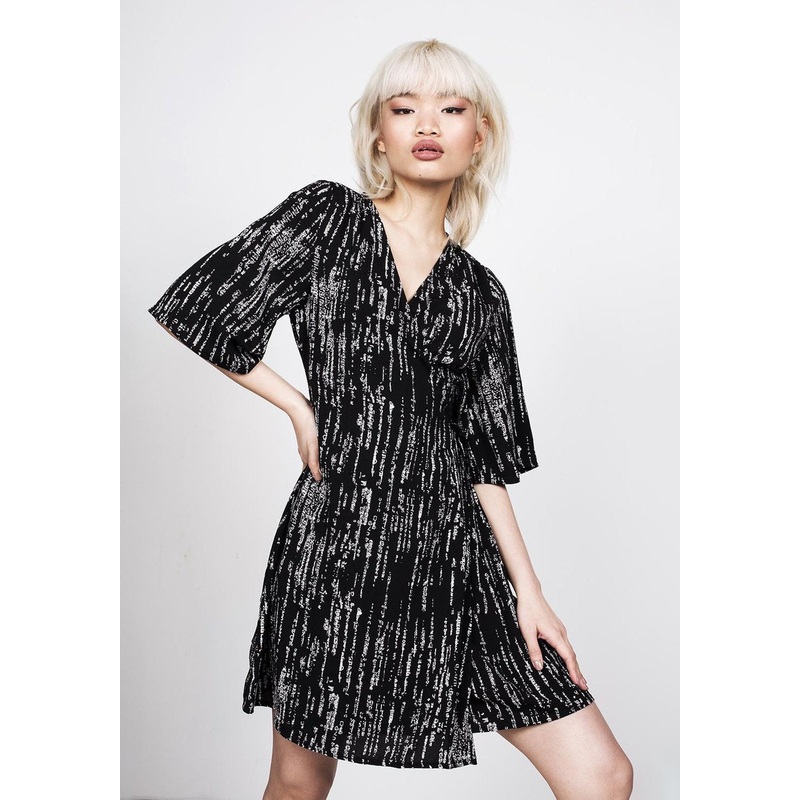 Digital Rain Wrap Dress